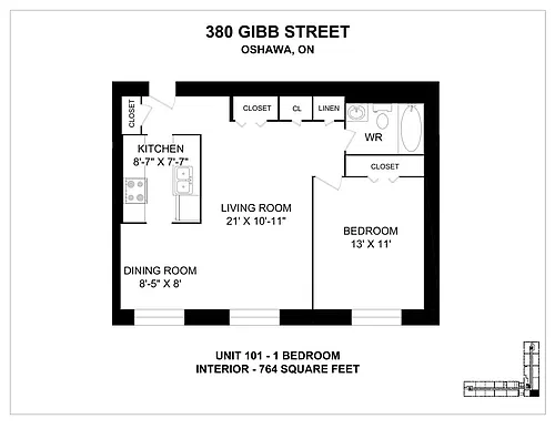 Floor plan 1 Bedroom 1 Bed 1 Bath 2