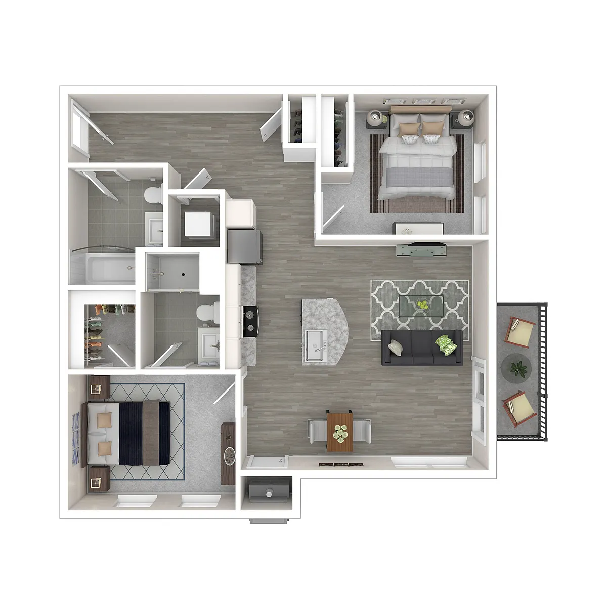 Floor plan 2 Bed Building A & B Style 2