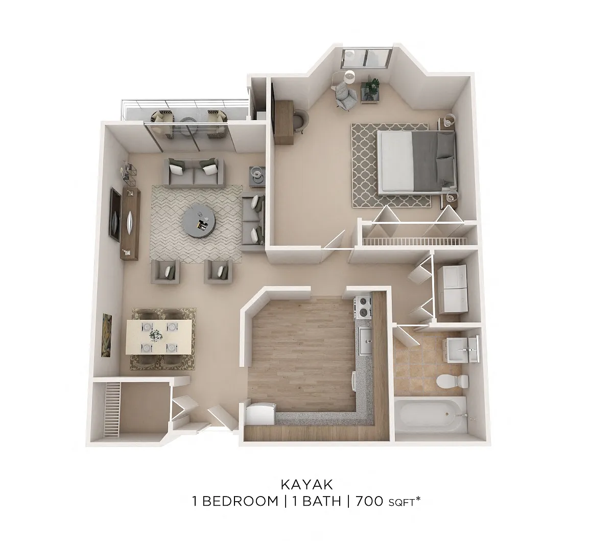 Floor plan One Bedroom- 700 sqft