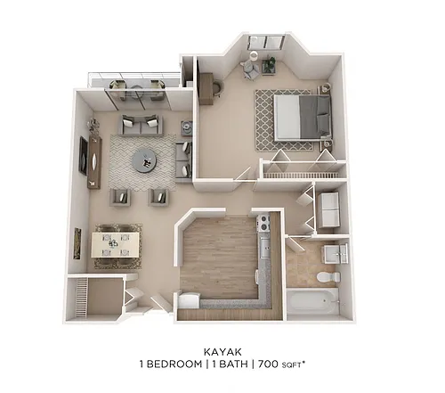 Floor plan One Bedroom- 700 sqft