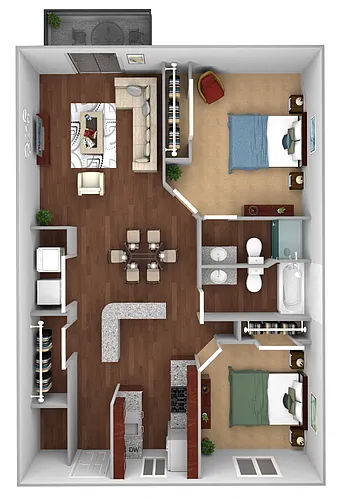 Floor plan 2 Bed / 2 Bath Villa