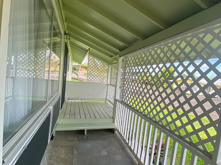 Front porch with privacy lattice to enjoy the cool evening breeze