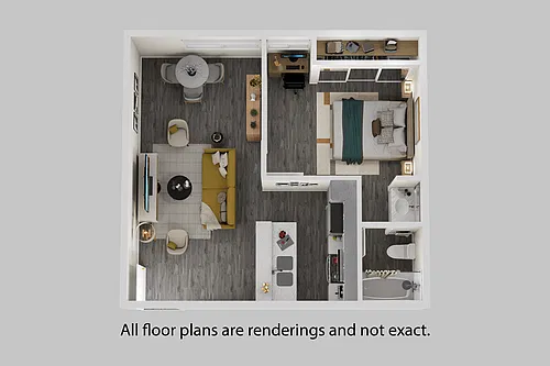 Floor plan 1 Bed + 1 Bath