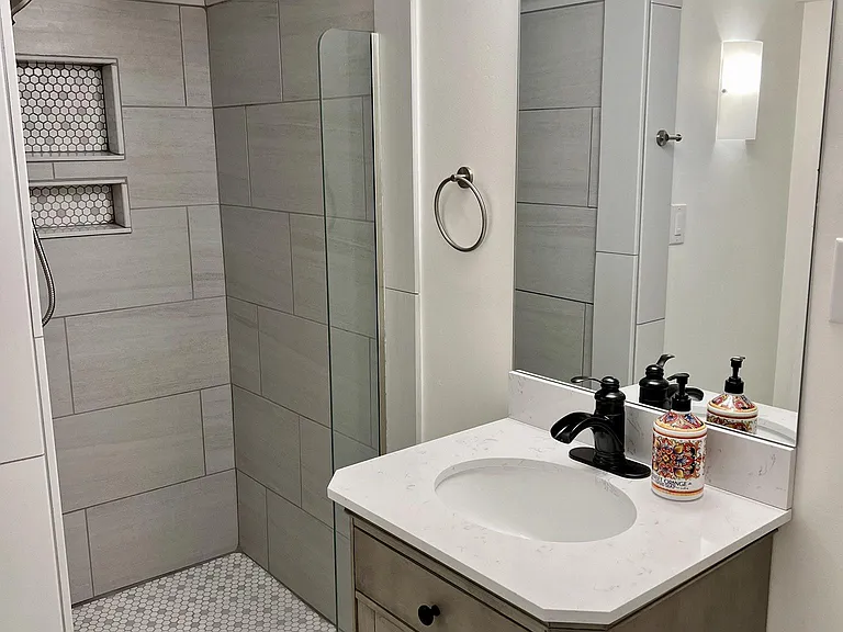 Vanity and shower