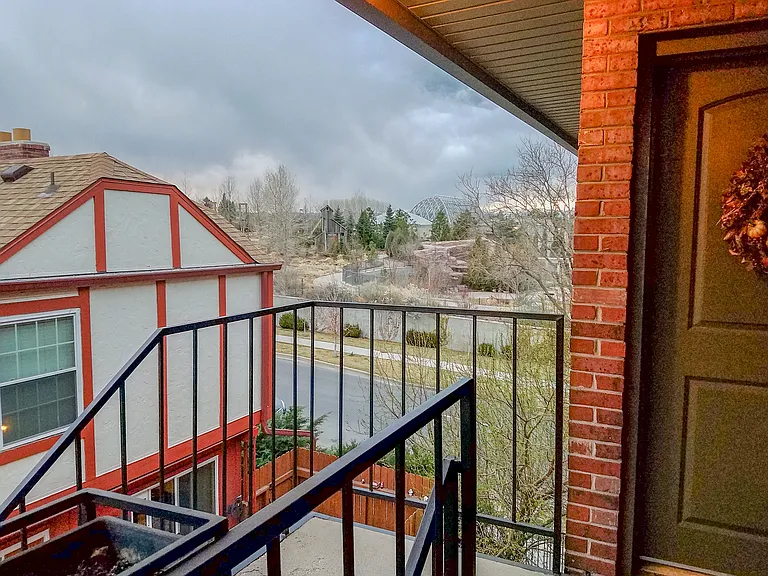 Condo entrance and view overlooking the Denver Botanic Gardens
