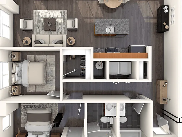 C1: 2 Bed, 2 Bath