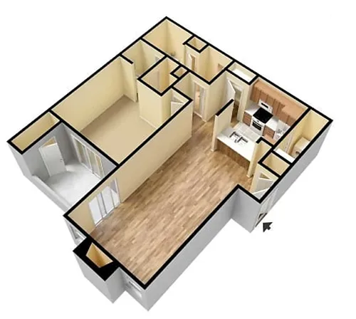 Floor plan 1x1 Piedmont