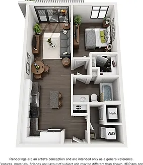 Ellison On Broad - Gabardine (A1) - 1 Beds - 1 Baths - 706 Sq. ft.
