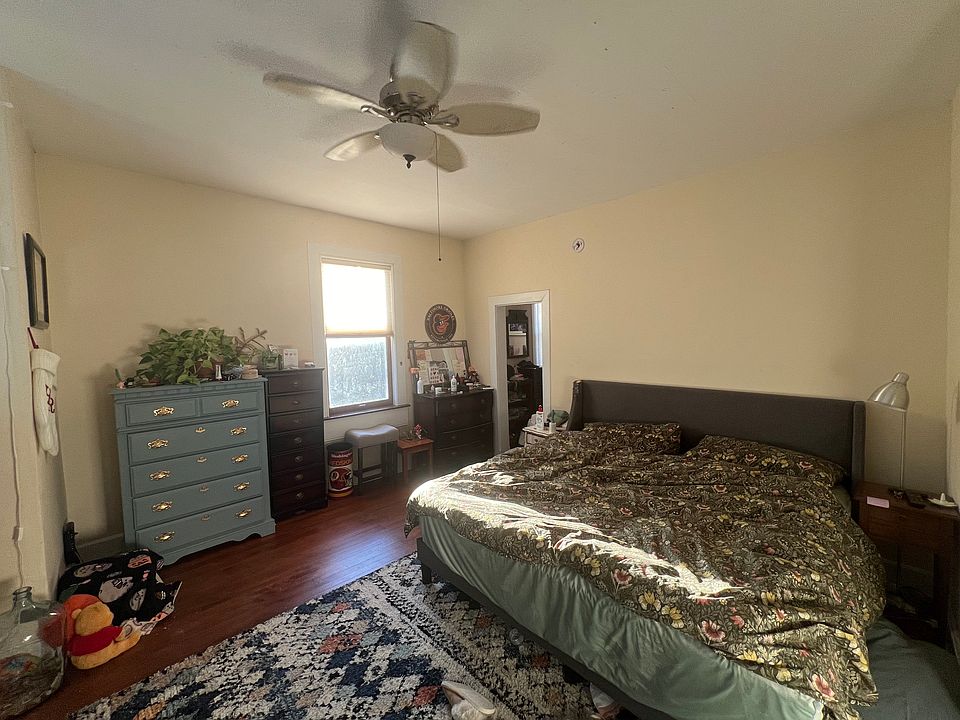 Bedroom, walk-out bay window, walk-in closet closet, custom top down bottom up pleated shades!