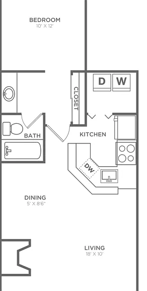 One Bedroom One Bath (693 SF) One Bedroom One Bath (693 SF)