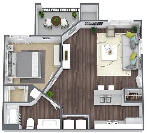 Floor plan 1 Bed 1 Bath