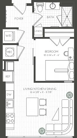 One Bedroom South No Balcony One Bedroom South No Balcony