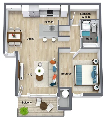 Floor plan One Bedroom One Bathroom