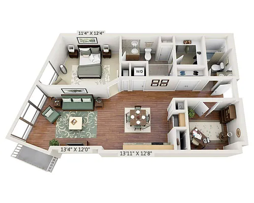 Floor plan One Bedroom Den A2AD-1