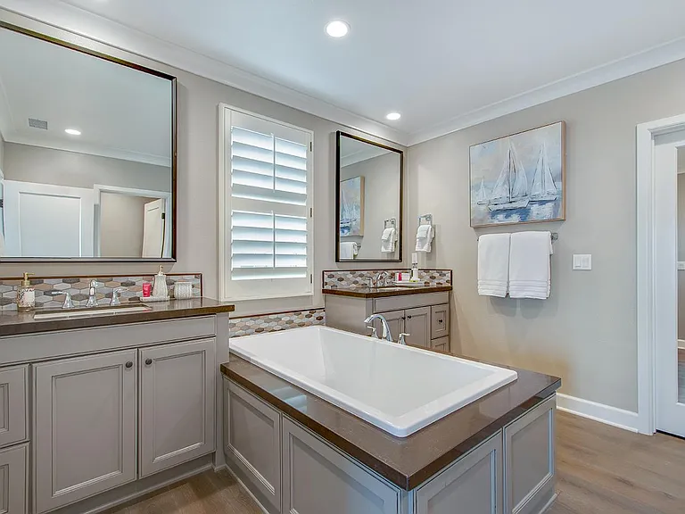 Master bath with separate soaking tub and shower