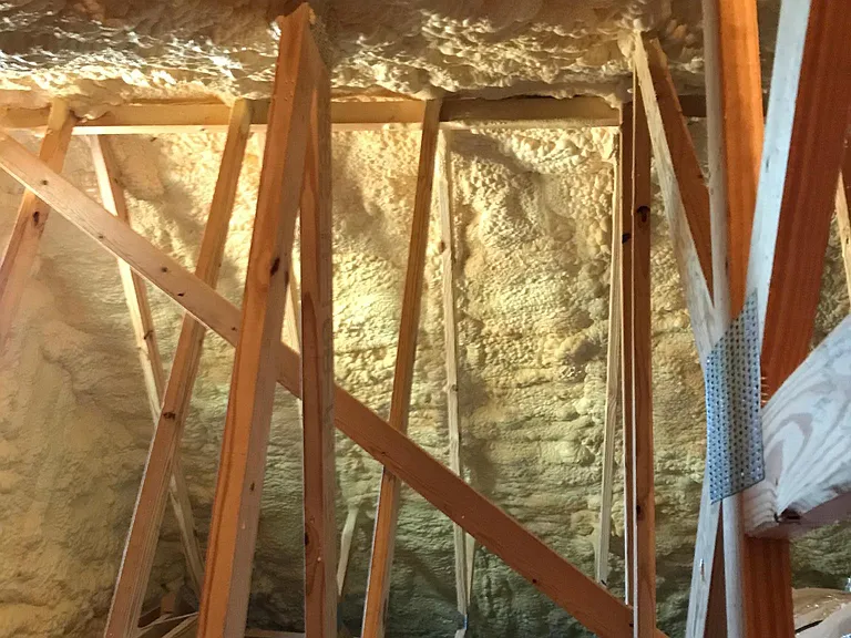 Spray foam insulation in attic and 6-in exterior walls. Ener