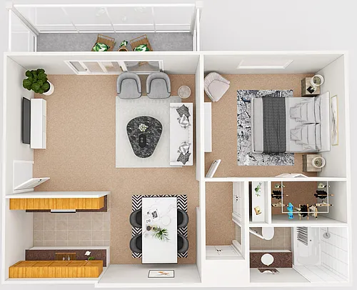 Floor plan 1 Bed 1 Bath