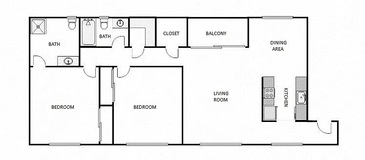 Floor plan 2 Bed / 2 Bath: Type A