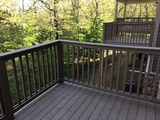 Overlooking wooded green space