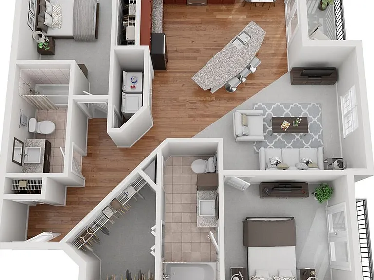 The Oakley Deluxe offers two beds, two baths.