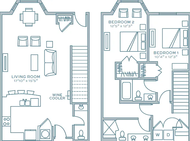 Two Bedroom Two & A Half Bath (1610 SF) Two Bedroom Two & A Half Bath (1610 SF)