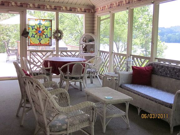 screened in porch
						:
						right has door to deck, left has door to the outside, back has door to inside