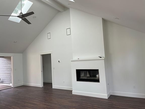 Gas Fireplace, bright skylights
