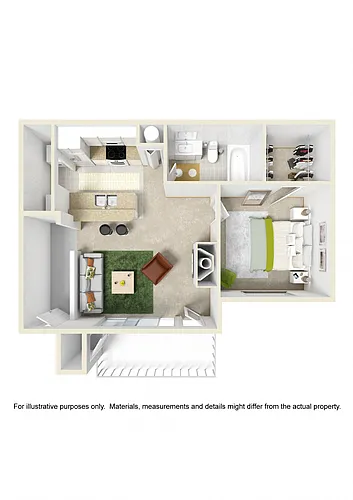 Floor plan One Bed One Bath