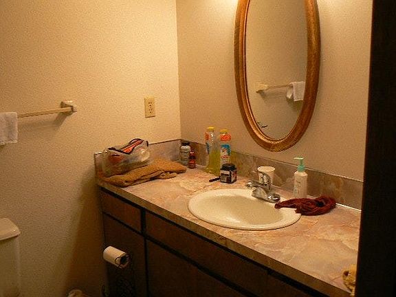 Sink in upstairs full bathroom.