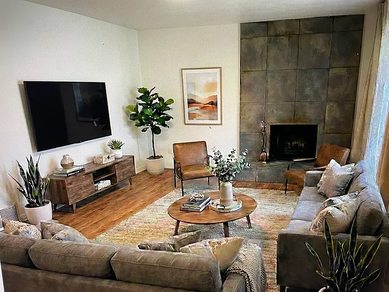Living room virtually staged