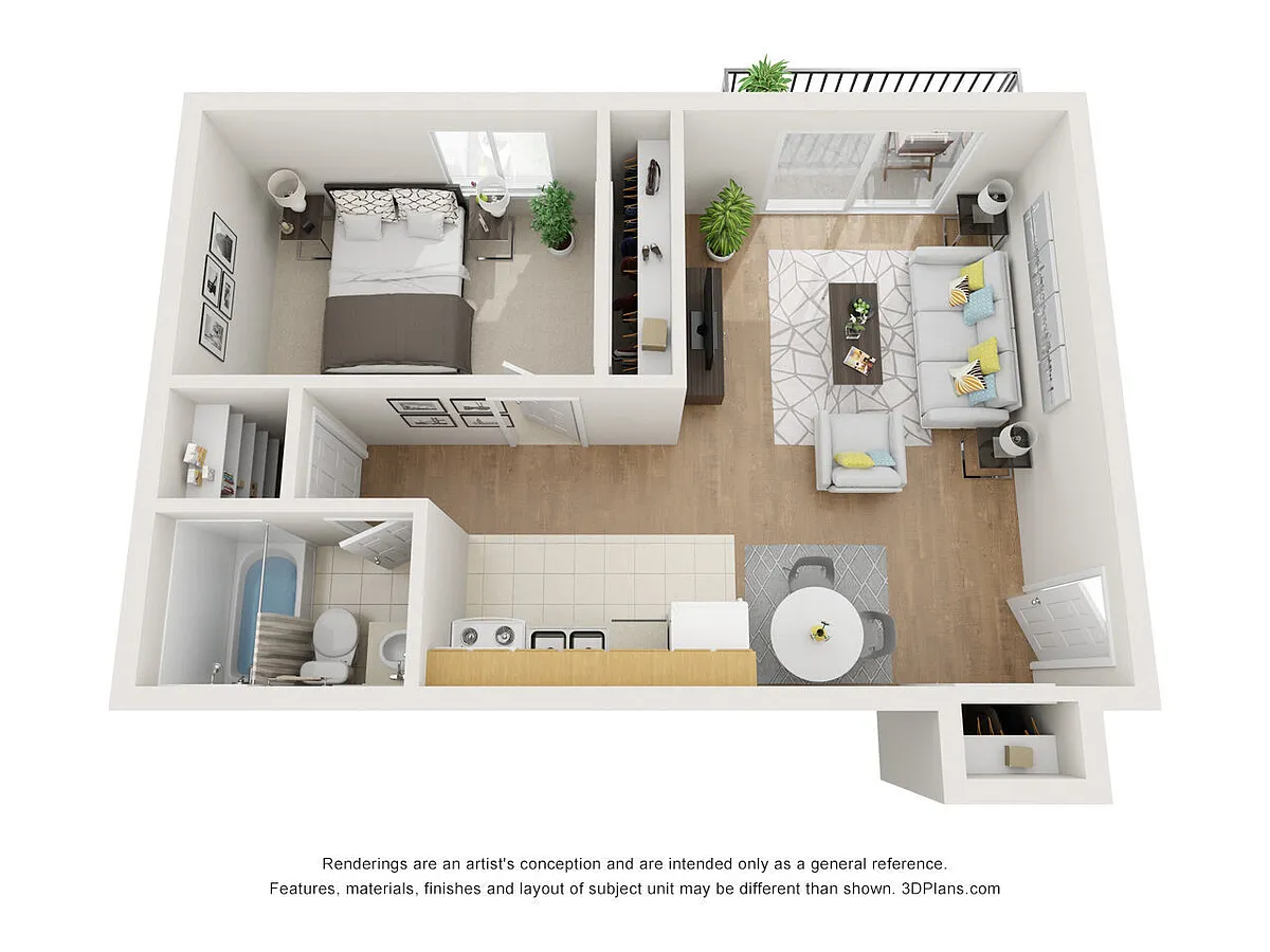 Floor plan 1BR1BA- A
