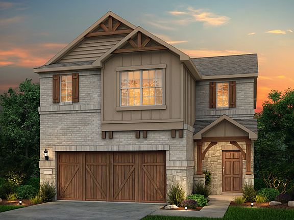The Sienna, a two-story home with 2-car garage, shown with Home Exterior T