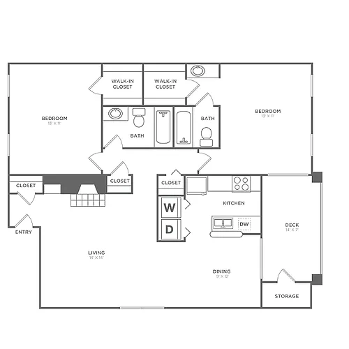 Floor plan The Berkley (1100 SF)