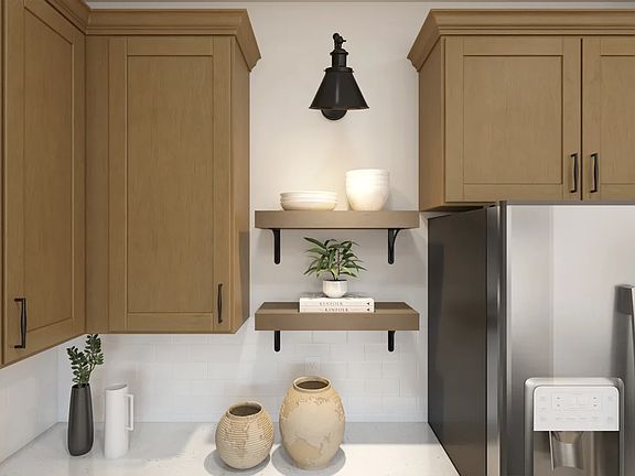 Kitchen with floating shelves