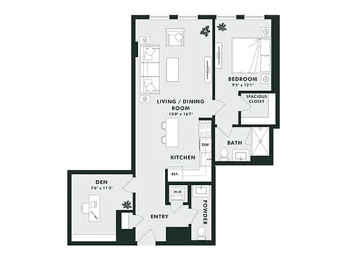 Floor plan C11.2 | 1 Bed | 1 Bath | Den
