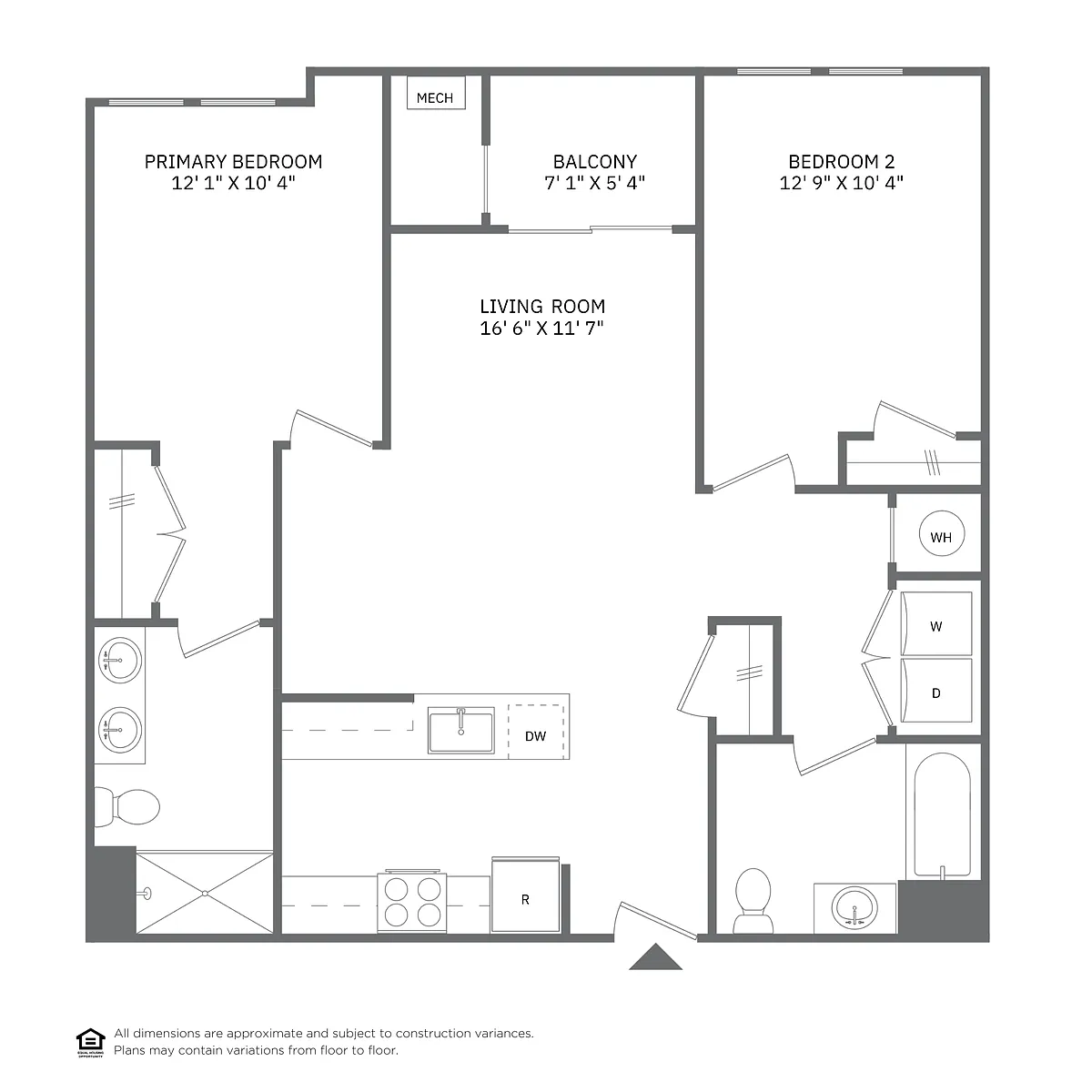 Floor plan 2 Bedroom 2 Bath