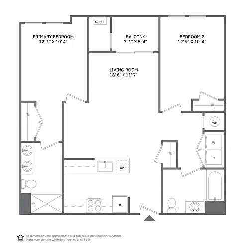 Floor plan 2 Bedroom 2 Bath