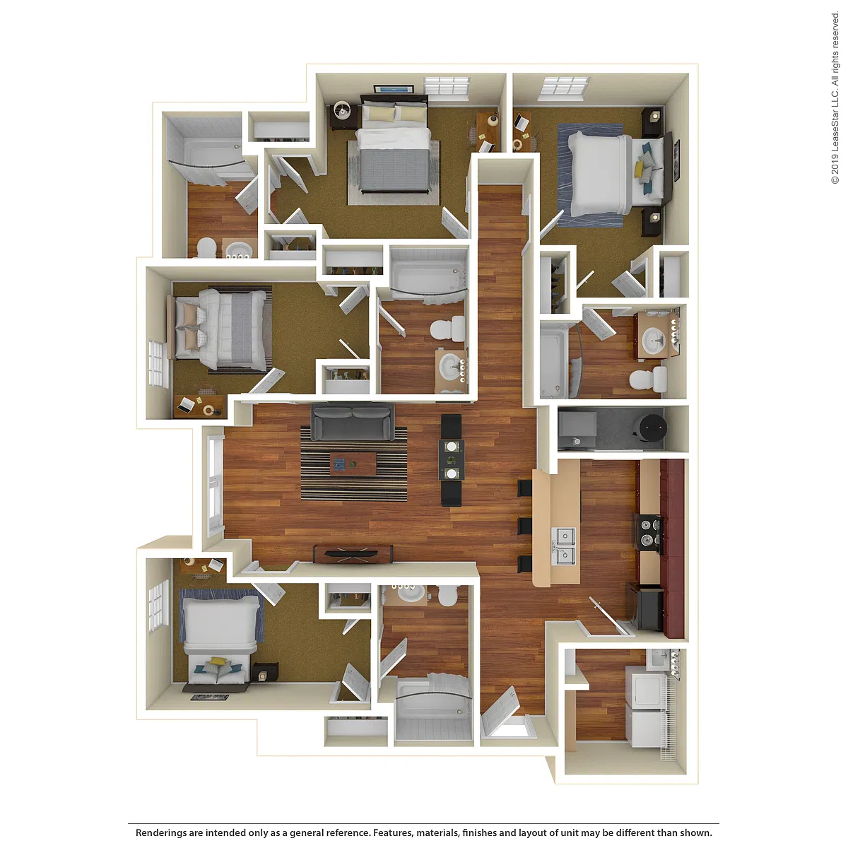 Floor plan 4x4 By the Room