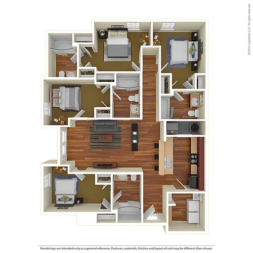 Floor plan 4x4 By the Room