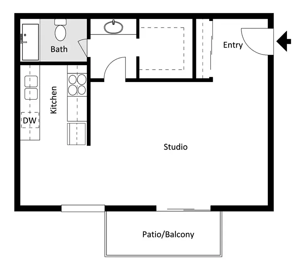 Floor plan Studio Incl WiFi and TV App
