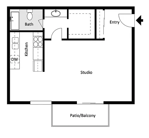 Floor plan Studio Incl WiFi and TV App