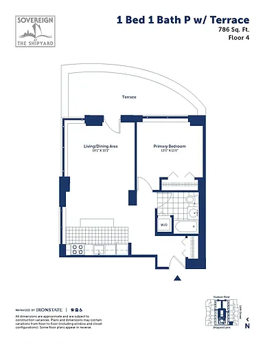 Floor plan 1 Bed 1 Bath P With Terrace