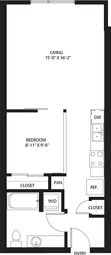 Floor plan One Bedroom O1-A