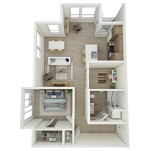 Floor plan 1 Bed 1 Bath + Den - MFTE - a86.1