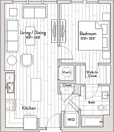 Floor plan 1 Bed/1 Bath-A2m5
