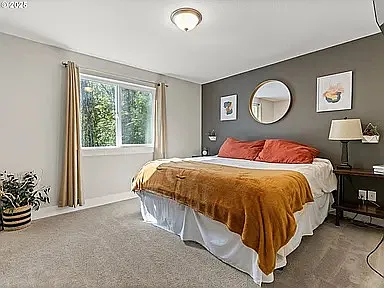 Primary bedroom staged.