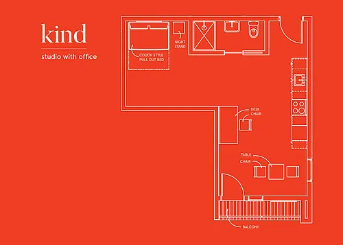 Floor plan Kind DT Studio w/Mez+Office