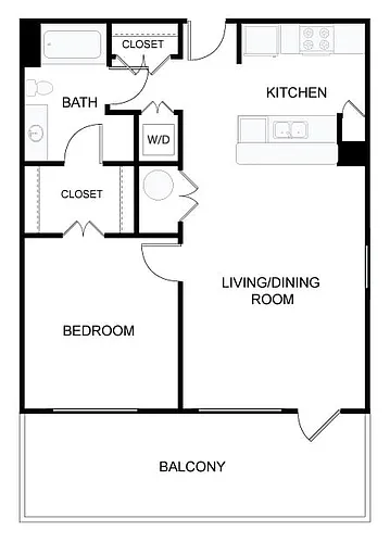 Floor plan 1 Bed/1 Bath-1a