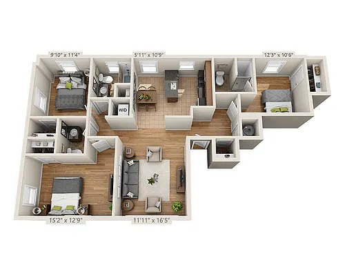 Floor plan 3 Bed, 2.5 Bath