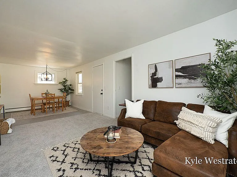 main floor living and dining area